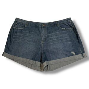 ASOS Curve Women's Denim Mom Shorts Dark Wash Size 24